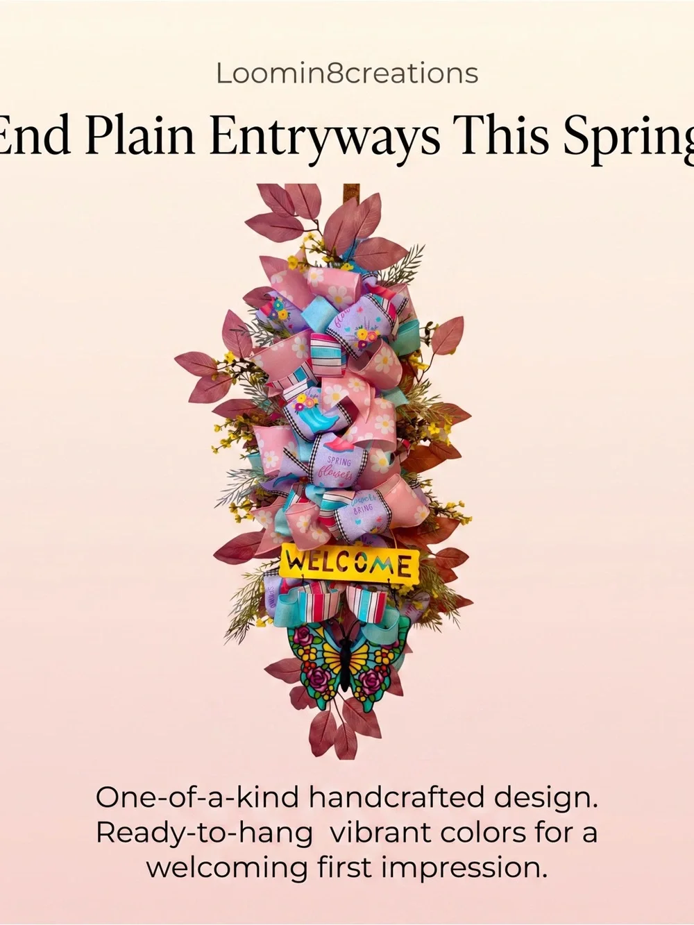 Pink Spring Welcome Door Swag